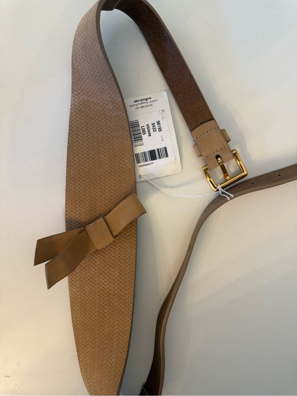 NWT Wolford - Visione Woven-Texture Leather Bow Waist Belt - Size 85 / Medium - Picture 3 of 5